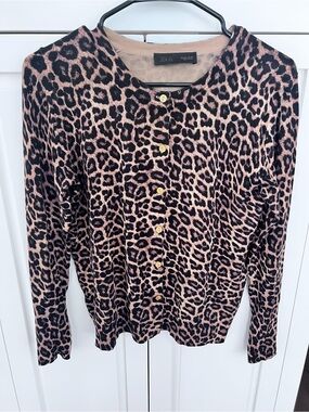 Zara Brown and Black Leopard-Print Button Cardigan